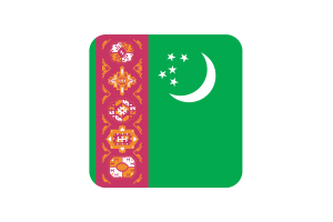 Turkmenistan Flag Square Rounded Shape flag
