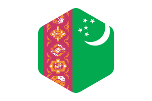 Turkmenistan Flag Rounded Hexagon Shape flag