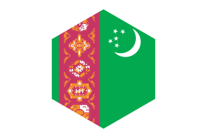 Turkmenistan Flag Hexagon Shape flag