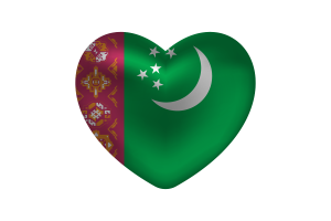 Love of Turkmenistan Heart Shape flag
