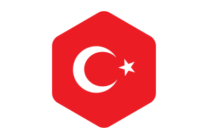 Turkey Flag Rounded Hexagon Shape flag