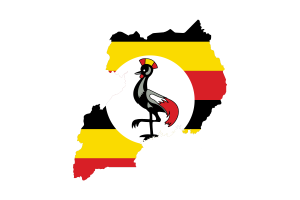 Uganda Map with Flag flag