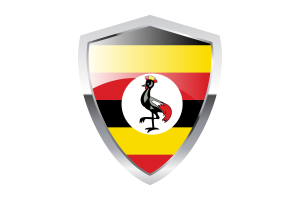 Uganda Flag with Pointed Triangular Shield flag