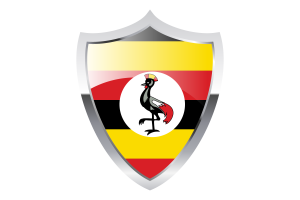 Uganda Flag with Medieval Heater Shield flag