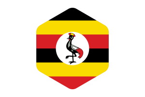 Uganda Flag Rounded Hexagon Shape flag