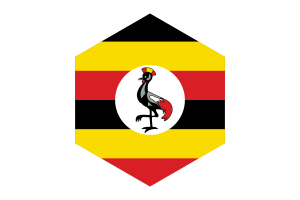 Uganda Flag Hexagon Shape flag