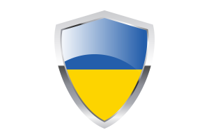 Ukraine Flag with Pointed Triangular Shield flag