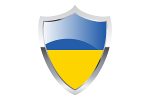 Ukraine Flag with Medieval Heater Shield flag