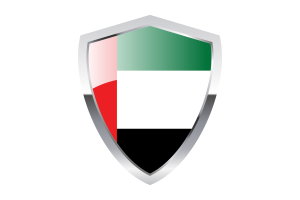 United Arab Emirates Flag with Pointed Triangular Shield flag