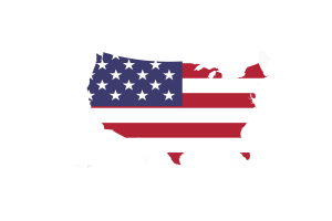 Mappa degli Stati Uniti d'America con bandiera flag