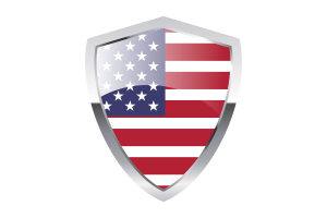 Bandiera degli Stati Uniti d'America con scudo triangolare appuntito flag