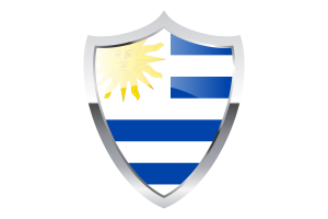 Uruguay Flagge mit mittelalterlichem Heater-Wappen flag