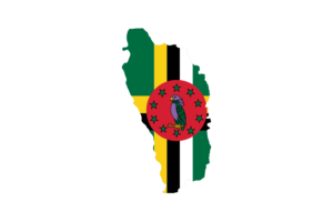 Dominica Map with Flag flag