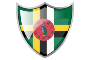 Shield with Flag of Dominica flag