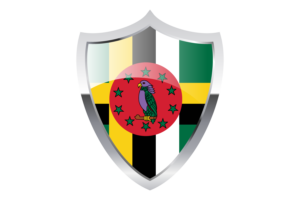 Dominica Flag with Medieval Heater Shield flag