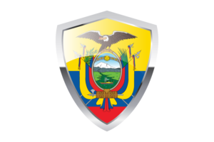 Ecuador Flag with Pointed Triangular Shield flag