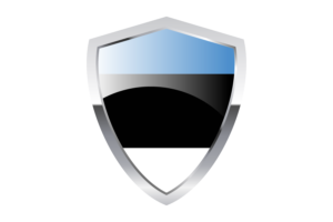 Estonia Flag with Pointed Triangular Shield flag