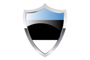 Estonia Flag with Medieval Heater Shield flag