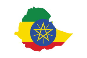 Ethiopia Map with Flag flag