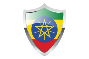 Ethiopia Flag with Medieval Heater Shield flag