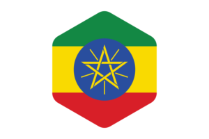 Ethiopia Flag Rounded Hexagon Shape flag