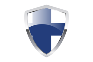 Finland Flag with Pointed Triangular Shield flag