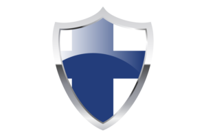 Finland Flag with Medieval Heater Shield flag