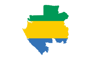 Gabon Map with Flag flag