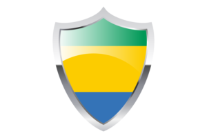 Gabon Flag with Medieval Heater Shield flag