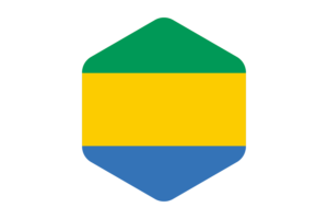 Gabon Flag Rounded Hexagon Shape flag