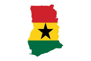 Ghana Map with Flag flag