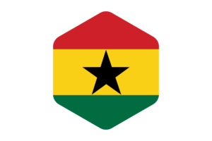Ghana Flag Rounded Hexagon Shape flag