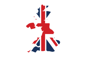 United Kingdom Map with Flag flag