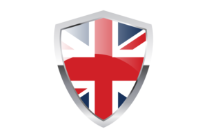 United Kingdom Flag with Pointed Triangular Shield flag