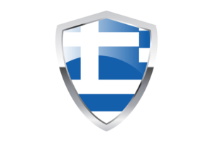 Greece Flag with Pointed Triangular Shield flag