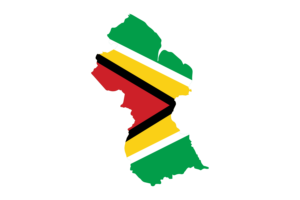 Guyana Map with Flag flag