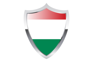 Hungary Flag with Medieval Heater Shield flag