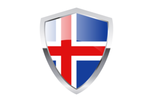 Iceland Flag with Pointed Triangular Shield flag