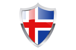 Iceland Flag with Medieval Heater Shield flag