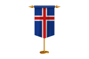 Iceland Flag Illustration with Stand flag