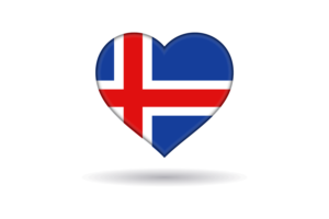 Love of Iceland Heart Shape flag