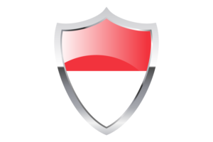 Indonesia Flag with Medieval Heater Shield flag