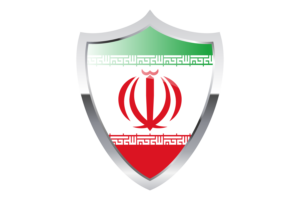 Iran Flag with Medieval Heater Shield flag