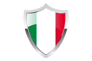 Italy Flag with Medieval Heater Shield flag