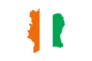 Ivory Coast Map with Flag flag