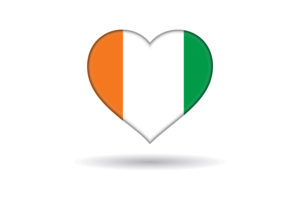 Love of Ivory Coast Heart Shape flag