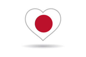 Love of Japan Heart Shape flag