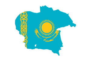 Kazakhstan Map with Flag flag
