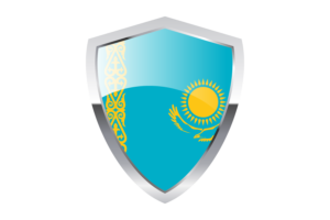 Kazakhstan Flag with Pointed Triangular Shield flag
