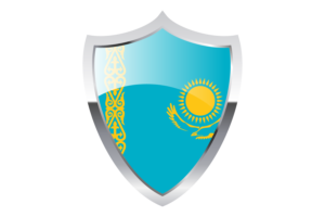 Kazakhstan Flag with Medieval Heater Shield flag